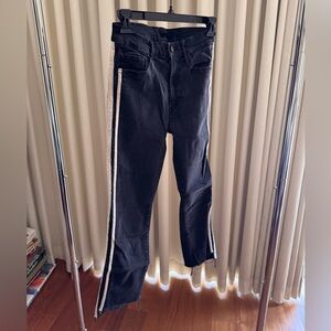 MOTHER Black Bootcut Jeans with White Side Stripe